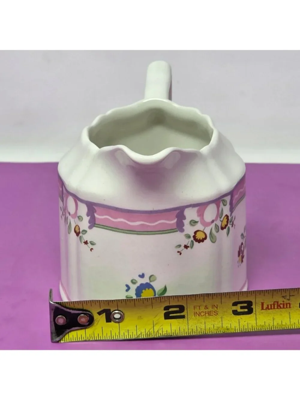 Laura Ashley Alice Creamer Pitcher Made In England‎ Floral Pink White Ceramic